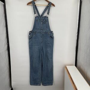 Forever 21 Denim Overalls Light Blue Womens Sleeveless Square Neck Utility Retro